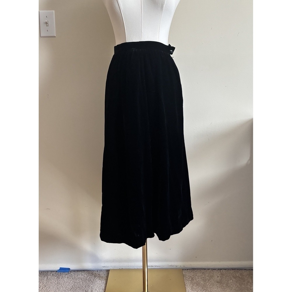 Vintage Y2K Silk Blend Black Velvet Skirt XS Small Whimsigoth 90s 2000s Witchy